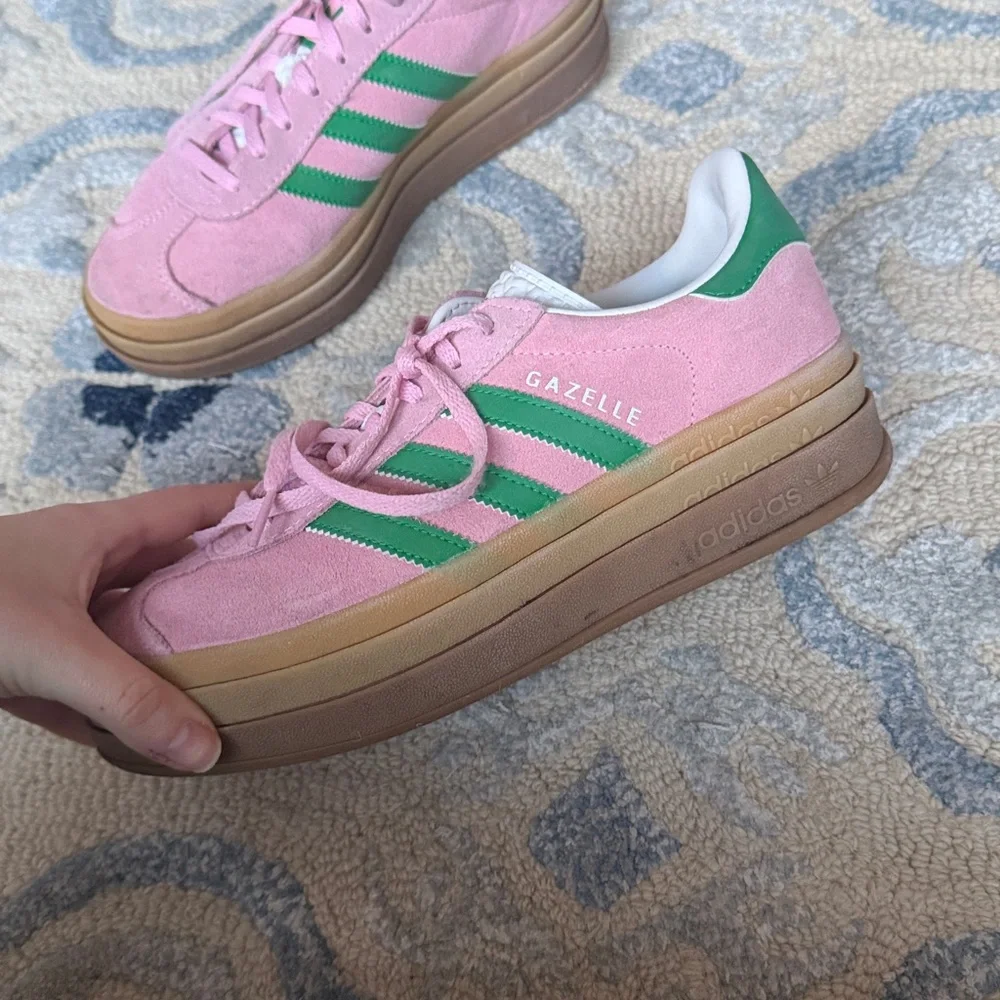 ADIDAS GAZELLE BOLD SHOES in True Pink / Green / Cloud White - Picture 4 of 7